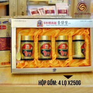 Cao hồng sâm Kanghwa hộp 4 lọ * 250g (hộp giấy hoa) chuẩn Hàn Quốc
