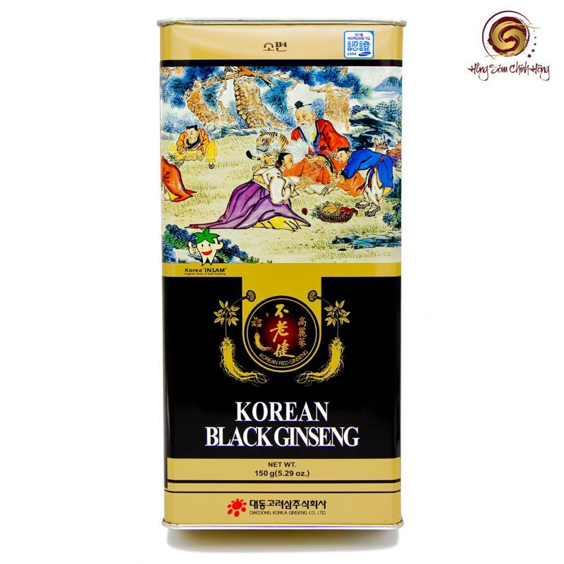 Thông tin sản phẩm Hắc Sâm Củ Khô Daedong Korean Black Ginseng Hộp Thiếc 150gr