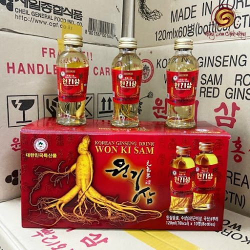 Nước hồng sâm có củ Won Ki Sam 120ml x10 chai