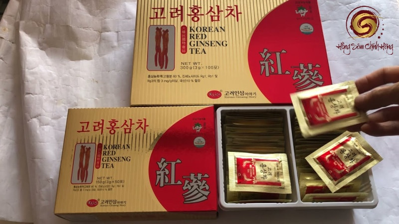 Liều dùng trà hồng sâm Korean Red Ginseng Tea 100 gói x 3g KGS