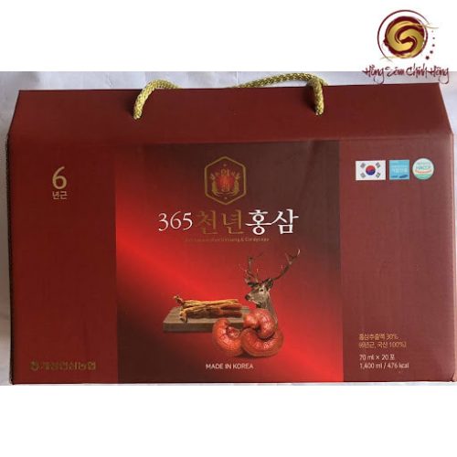 Nước hồng sâm nhung hươu linh chi 365 70ml x 20 gói (hộp giấy đỏ)