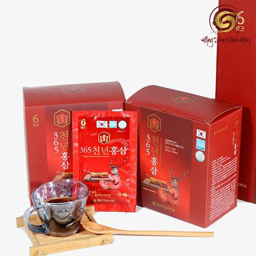 Nước hồng sâm nhung hươu linh chi 365 70ml x 20 gói (hộp giấy đỏ)